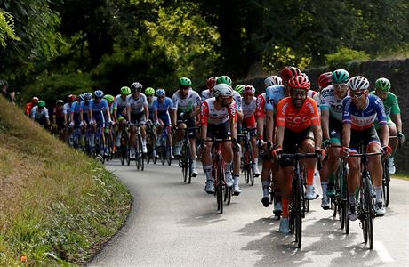 Peloton v závrené etap Tour de France.