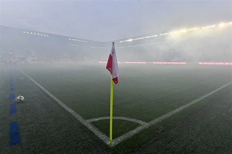 Pyrotechnika v zápase Slavia - Olomouc