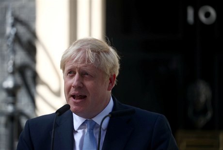 Nový premiér Británie Boris Johnson bhem prvního projevu.