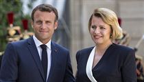 Francouzsk prezident Emmanuel Macron vt slovenskou prezidentku Zuzanu...