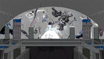 „3D sochy nad eskalátory uvidí cestující v různé perspektivě, prostorovost a...