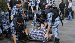 Policisté zatýkají protestanty.
