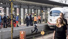 Policisté a dalí lenové záchranných sloek na nádraí ve Frankfurtu.