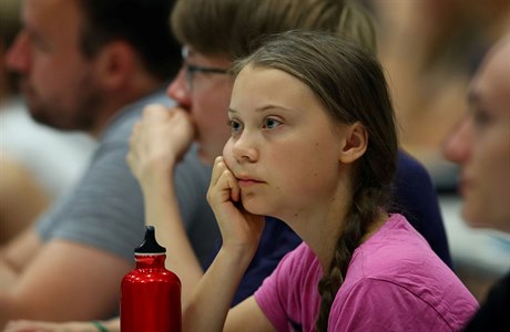 Šestnáctiletá švédská aktivistka Greta Thunberg na summitu v Lausanne