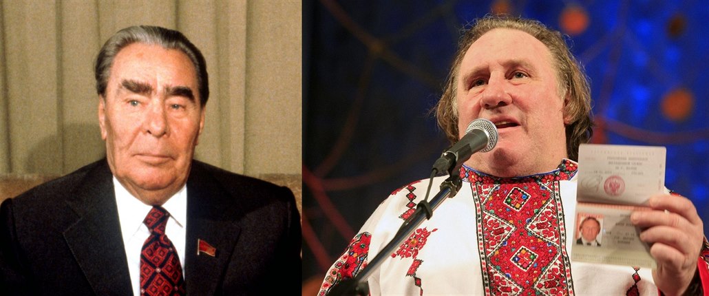 Leonid Brenv (vlevo) a francouzský herec Gerard Depardieu.