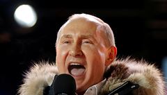 Prezident Putin bhem projevu na koncert, který se odehrál na Krymu jako...