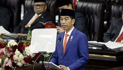 Indonéský prezident Joko Widodo pi svém projevu