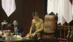 prezident Joko Widodo pi projevu v Indonéském parlamentu