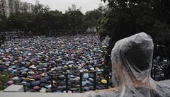 V hongkongském Victoria Parku se dnes navzdory deti sely desítky tisíc...
