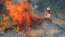 Hasiči se snaží uhasit požáry v Amazonii.