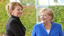 Nmeck kanclka Merkelov pi pozdravu se slovenskou prezidentkou aputovou