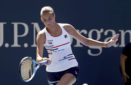 Karolna Plkov v zpase 3. kola na US Open.