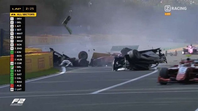 Hrozivá nehoda v závodu formule 2 v Belgii.