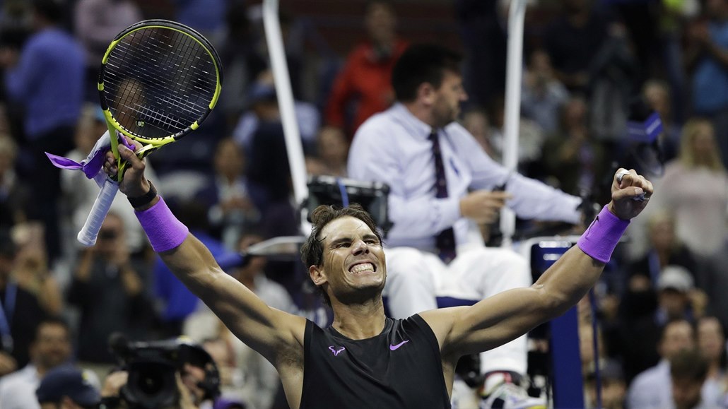 Rafael Nadal se raduje z vítězství na US Open.