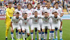 Hrái eské reprezentace ped zápasem s Kosovem.