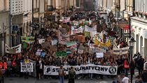 Demonstrace proti zmn klimatu v polskm Krakov.