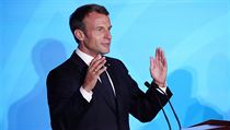 Francouzsk prezident Emmanuel Macron na klimatickm summitu.