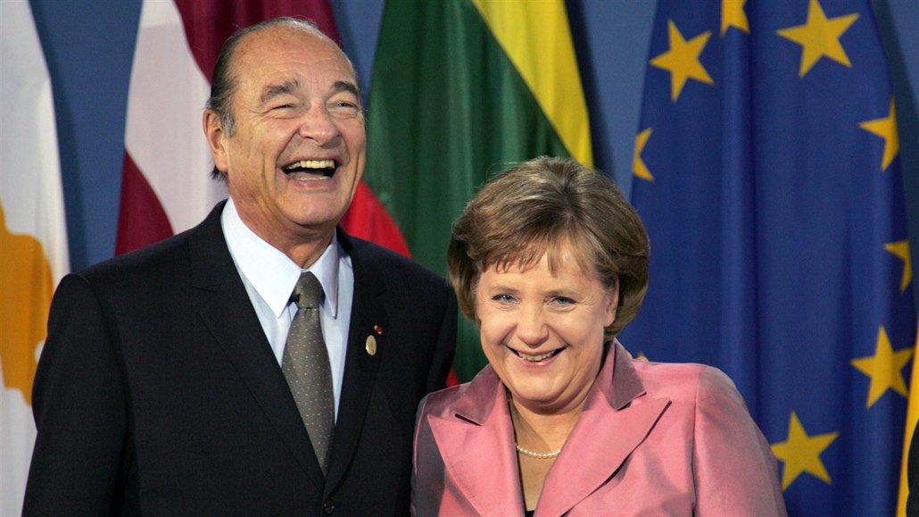 Jacques Chirac s Angelou Merkelovou.