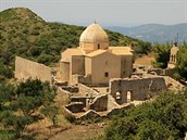 Ruiny byzantského klátera na Mount Skopos s vyhlídkou na celý poloostrov...