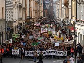 Demonstrace proti zmn klimatu v polském Krakov.