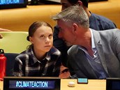 védská klimatická aktivistka Greta Thunberg vchází na Klimatický summit OSN...