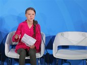 Emotivní Greta Thunberg pi proslovu v sídle OSN.