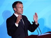 Francouzsk prezident Emmanuel Macron na klimatickm summitu.