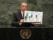 Turecký prezident Erdogan pi svém projevu na zasedání OSN