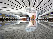 Interiér terminálu nového pekingského mezinárodního letit Ta-sing.