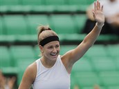 Karolna Muchov se v Soulu raduje z prvnho svho triumfu na okruhu WTA.