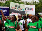 Enviromentální skupina pi klimatické stávce v Nigérii.