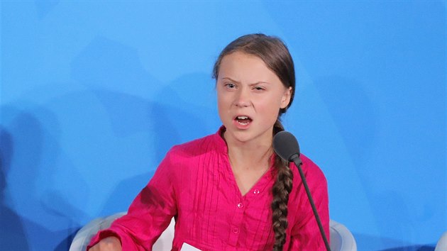 Emotivní Greta Thunbergová pi proslovu v sídle OSN.