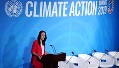 Jacinda Arndernová na klimatickém summitu.