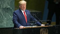 Donald Trump pi svém projevu na zasedání OSN