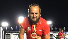Vedoucí mustva Jakub tefek slaví titul z MS v roce 2017.