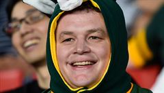 Usm�vavý fanou�ek Jihoafri�an�.