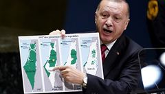 Turecký prezident Recep Tayyip Erdogan p�i projevu v OSN.
