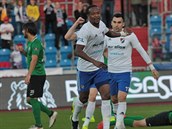 Ostravský Diame Diop se raduje z gólu proti Píbrami