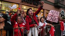 Demonstrace za nov volby v Peru.