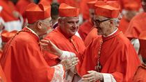 Nov jmenovan kardinl Michal Czerny se vt s ostatnmi bhem ceremonie
