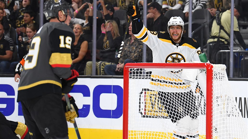 Nadený David Pastrák skóroval do sít Vegas Golden Knights.