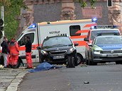 Policie na ulici v Halle.