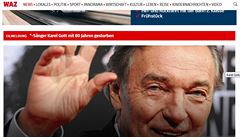 N�mecká média na titulních stránkách informují o smrti Karla Gotta