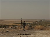 Turecký voják u hranic se Sýrií.