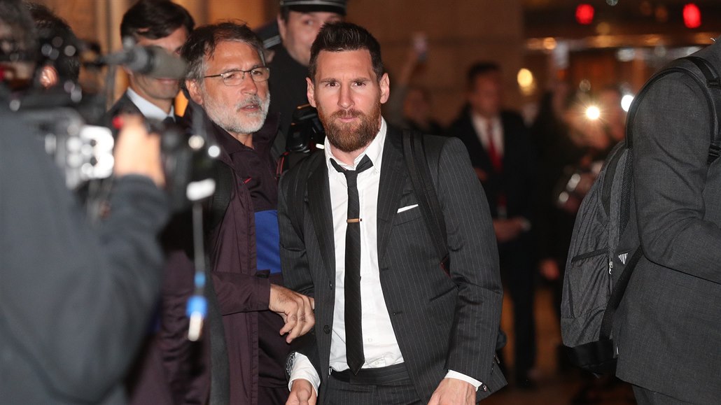 Lionel Messi po píletu do Prahy.