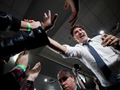Kanadský premiér Justin Trudeau pi volební kampani.