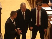 Prezident Zeman ve Snmovn vystoupil na veejnosti poprvé od tydenního...