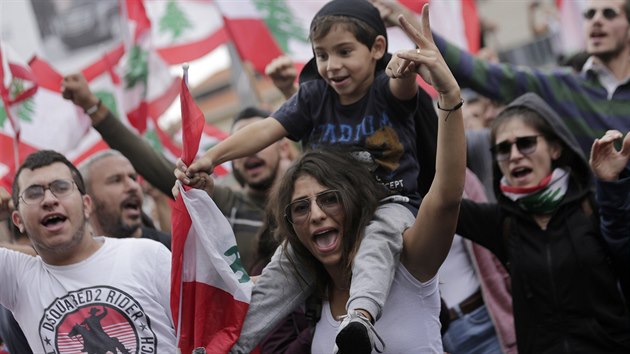 Demonstrací v Libanonu se úastní celé rodiny.