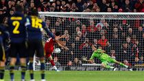 Vítěznou penaltu Liverpoolu vstřelil Curtis Jones.