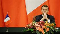 Francouzsk prezident Emmanuel Macron bhem sttn nvtvy do nsk lidov...